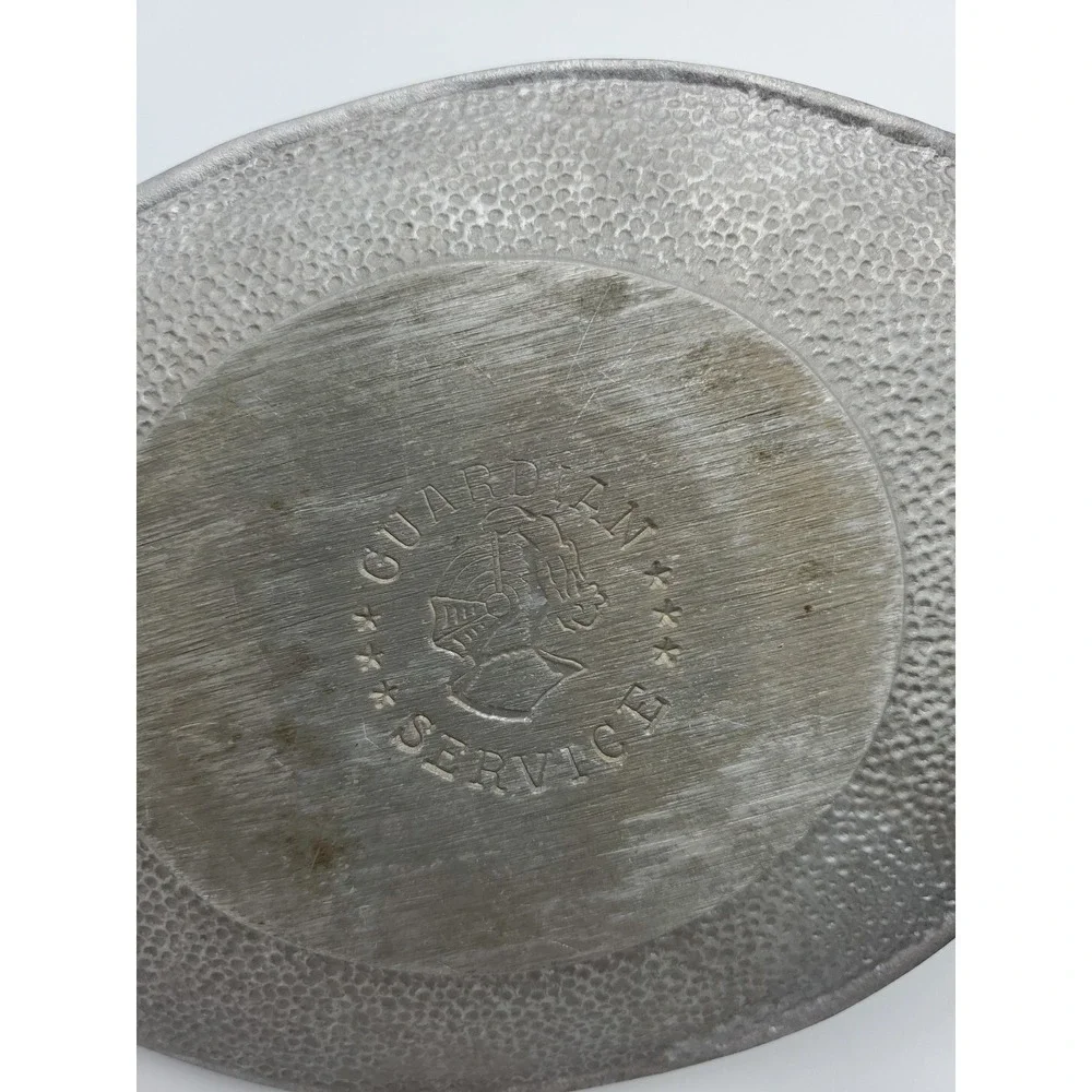 Vintage‎ Cast Hammered Aluminum Gravy Boat Guardian Service 2 Pc Underplate Gray
